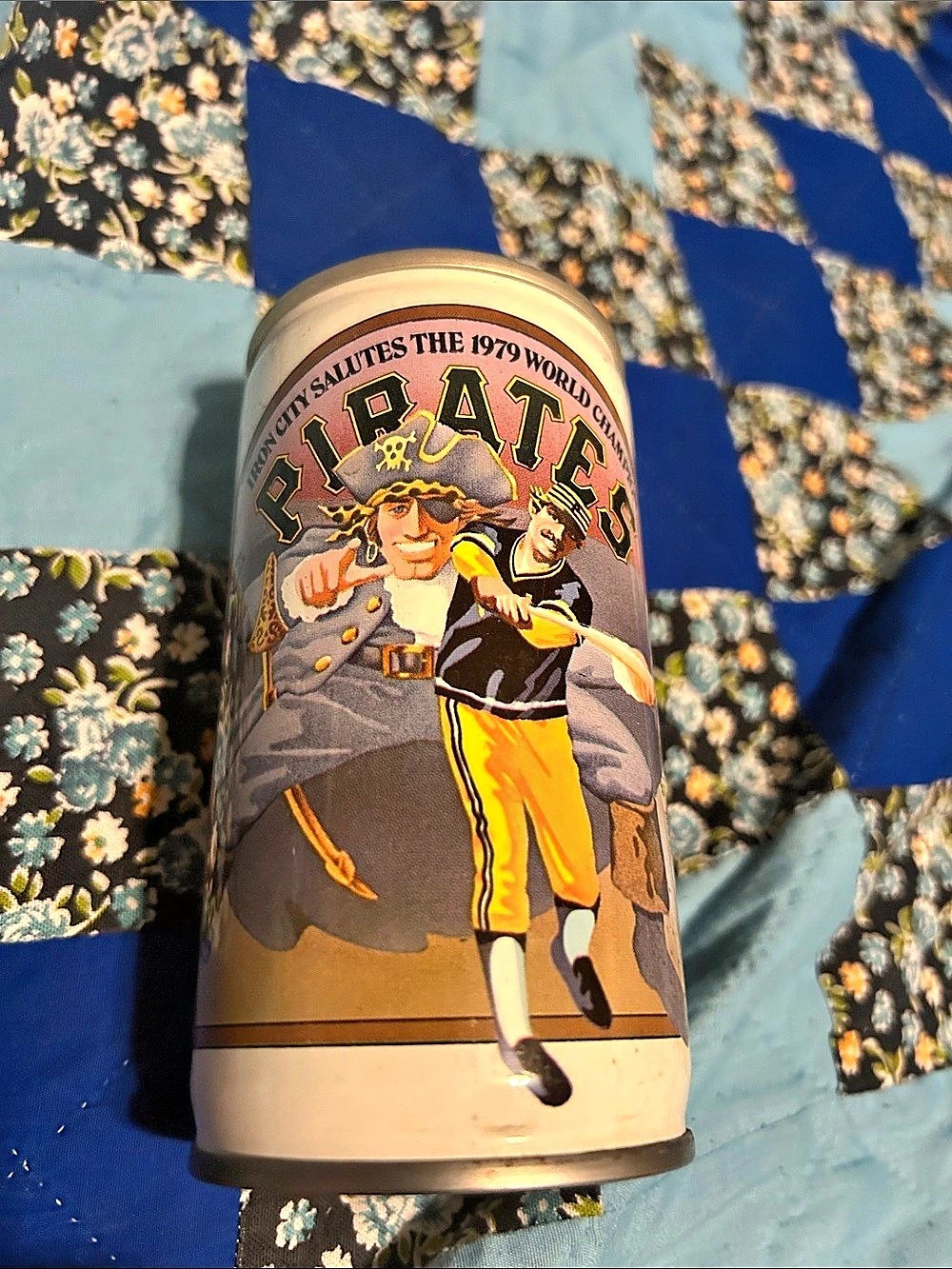 Baseball Beer Can Decor, Beige & Blue